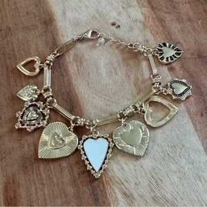 Gold Toned Heart Charm Bracelet